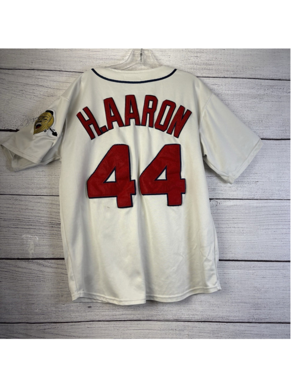 MITCHELL & NESS Hank Aaron 1963 Atlanta Braves Cooperstown Jersey Ivory Size 48 - Picture 3 of 9